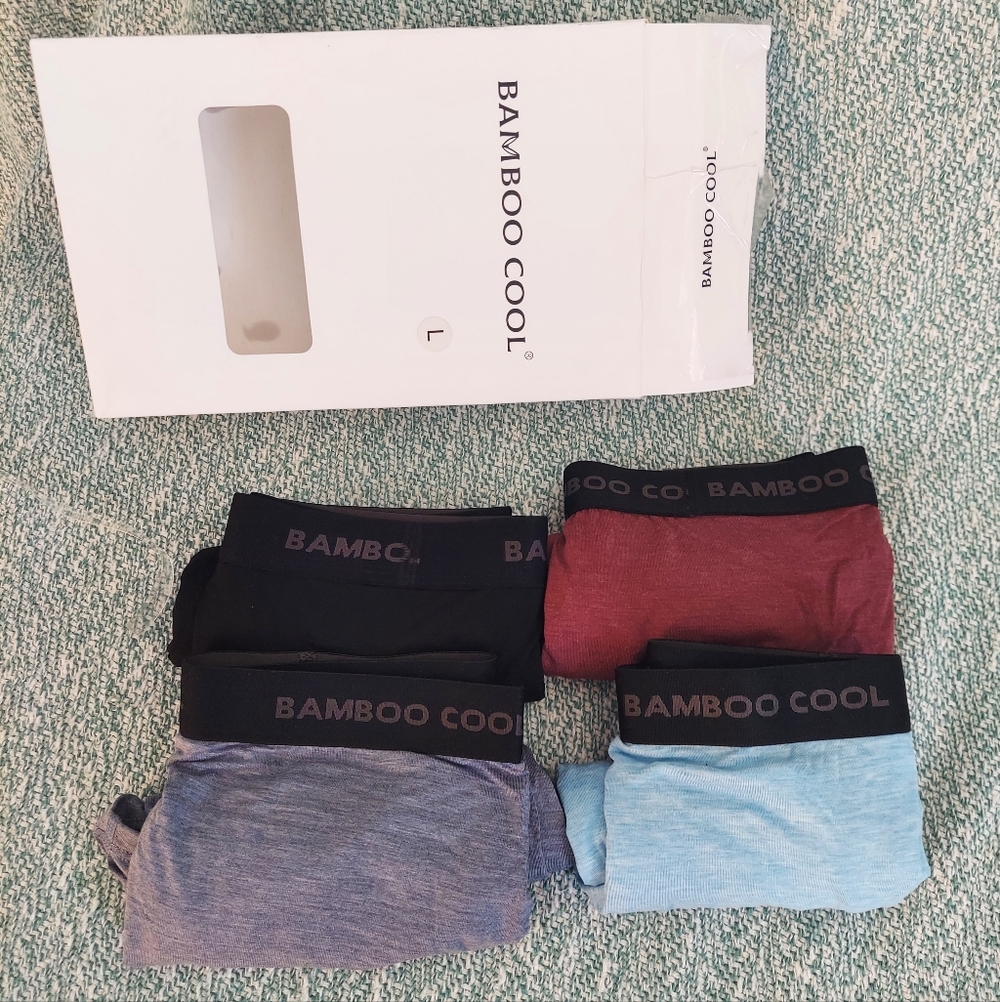 BAMBOO Cool Men's 4-Pack Boxer Briefs 4-pack. Sz L. New Open Box